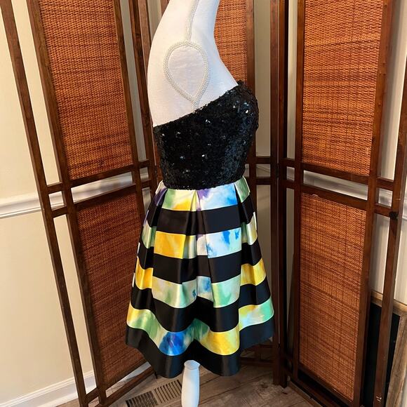 Mon Cheri Striped Mini Dress Cocktail Dress Prom Homecoming Size 6 - Picture 5 of 12